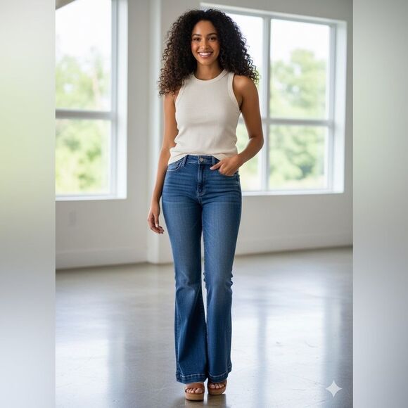 American Eagle Outfitters Super High Rise Flare Stretch Jeans sz 6 - Picture 1 of 12